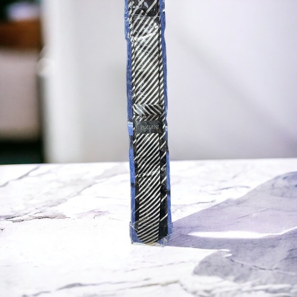 puccini tie black with grey stripes - Picture 2 of 2
